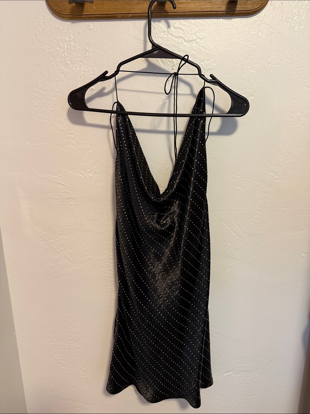 Zara Black Beaded Cowl Slip Dress